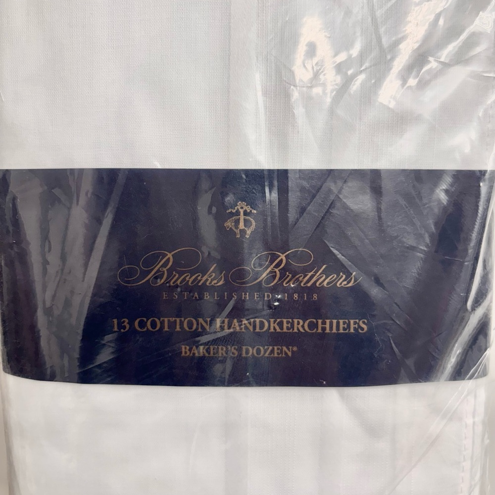 Brooks Brothers White Cotton Handkerchiefs - Baker's Dozen